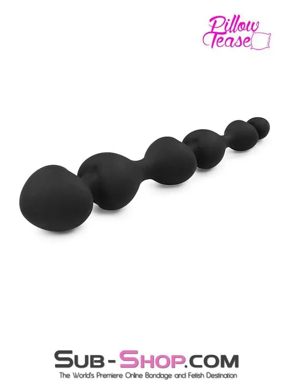 1426M      Black Silicone Heart Beaded Anal Massager
