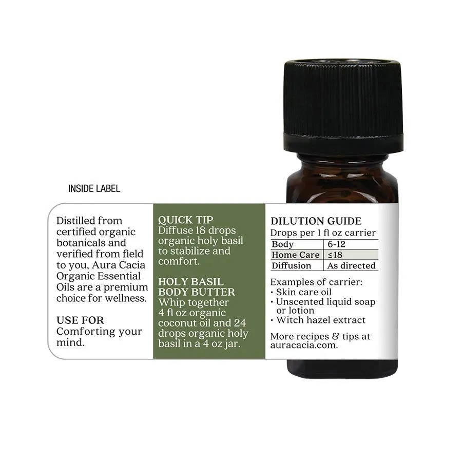 Aura Cacia Organic Holy Basil (Tulsi) Essential Oil 0.25 fl oz Liquid