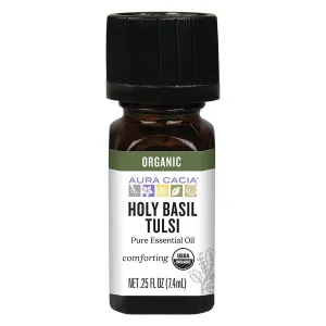 Aura Cacia Organic Holy Basil (Tulsi) Essential Oil 0.25 fl oz Liquid