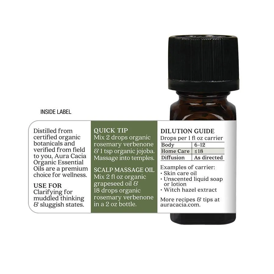 Aura Cacia Organic Rosemary Verbenone Essential Oil 0.25 fl oz Liquid