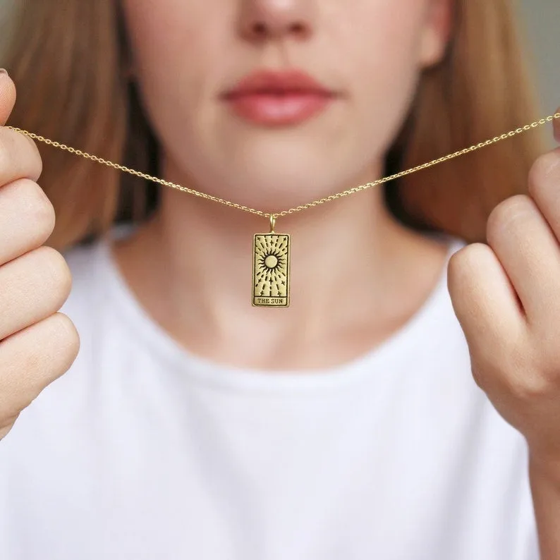 High Quality 925 Silver Tarot Card Pendant Necklace